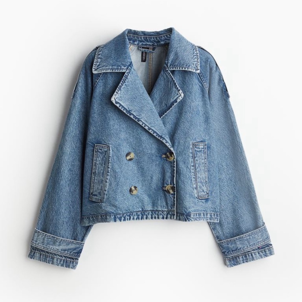 H&M Blue Denim Trench Coat